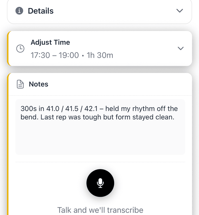 Athlog athlete app screenshot