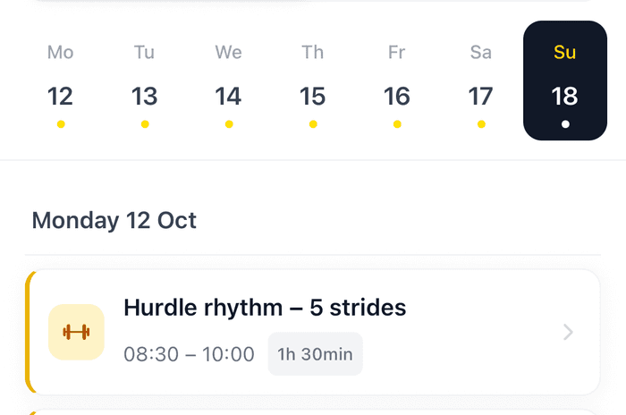 Athlog athlete app screenshot