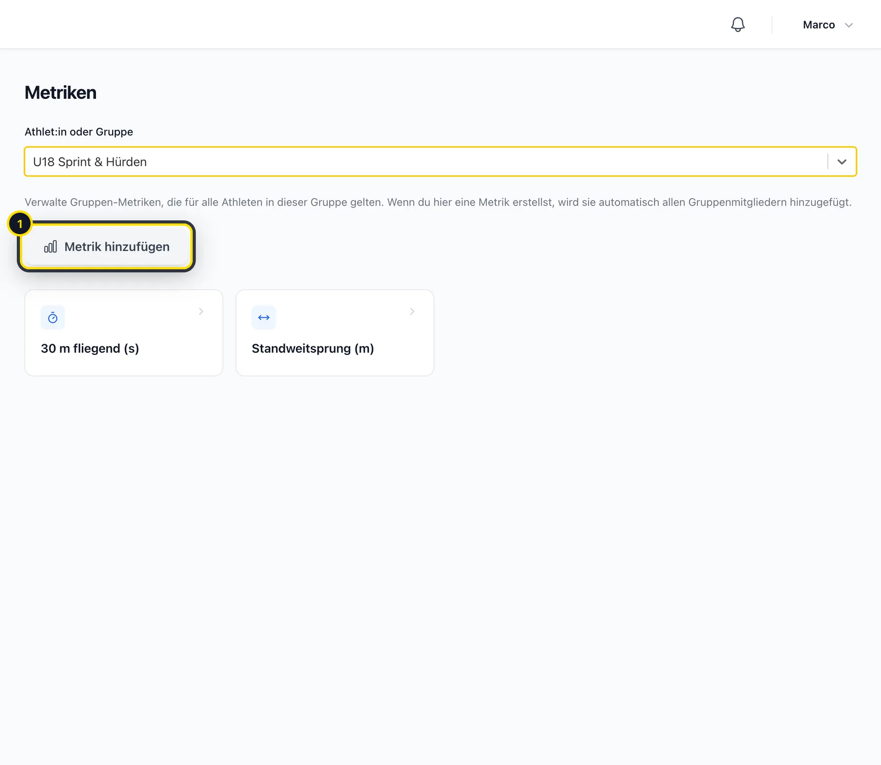 Seite «Messwerte» einer Gruppe