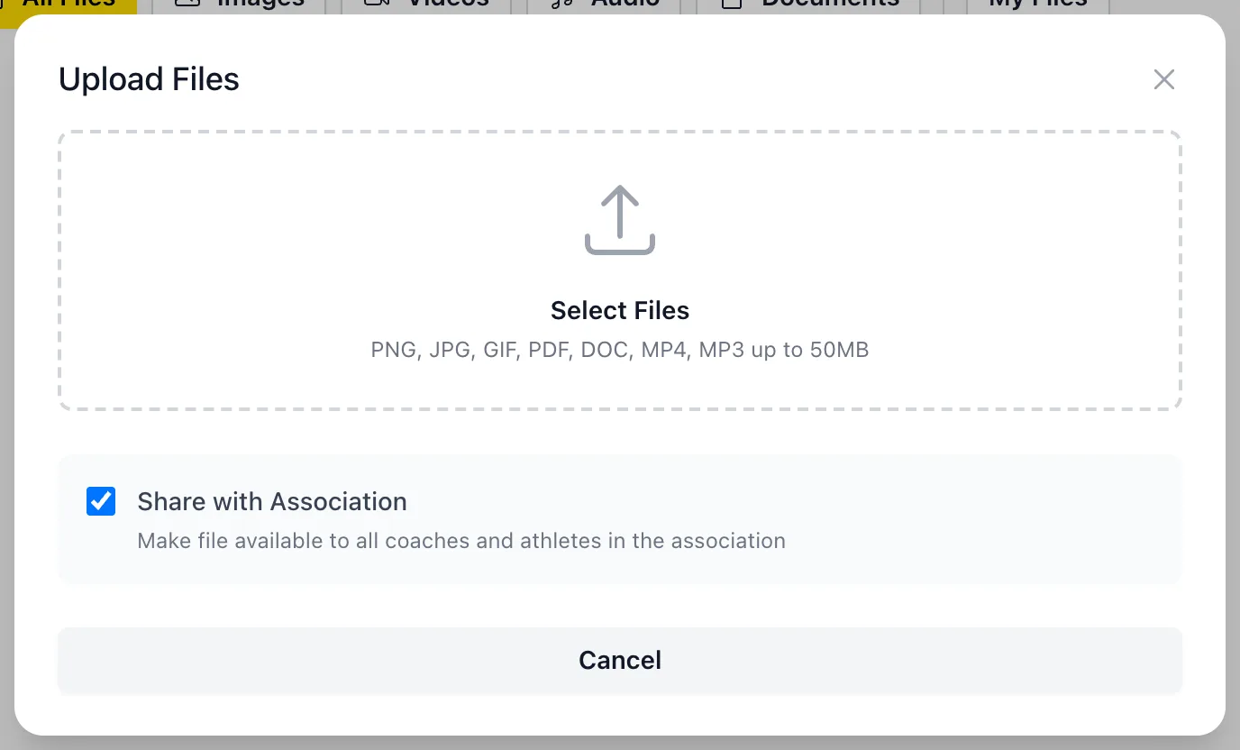 Upload files dialog