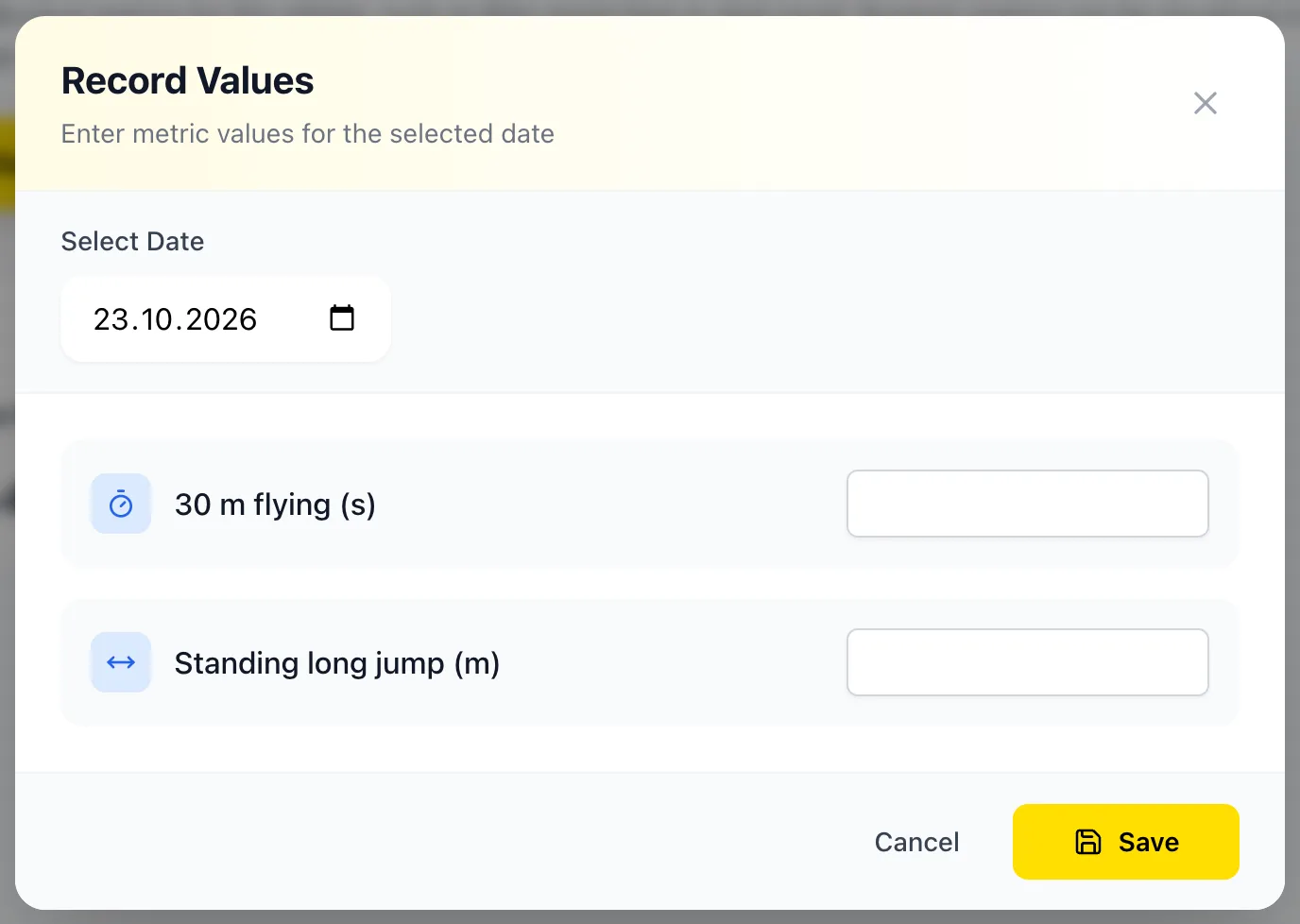 Record values dialog