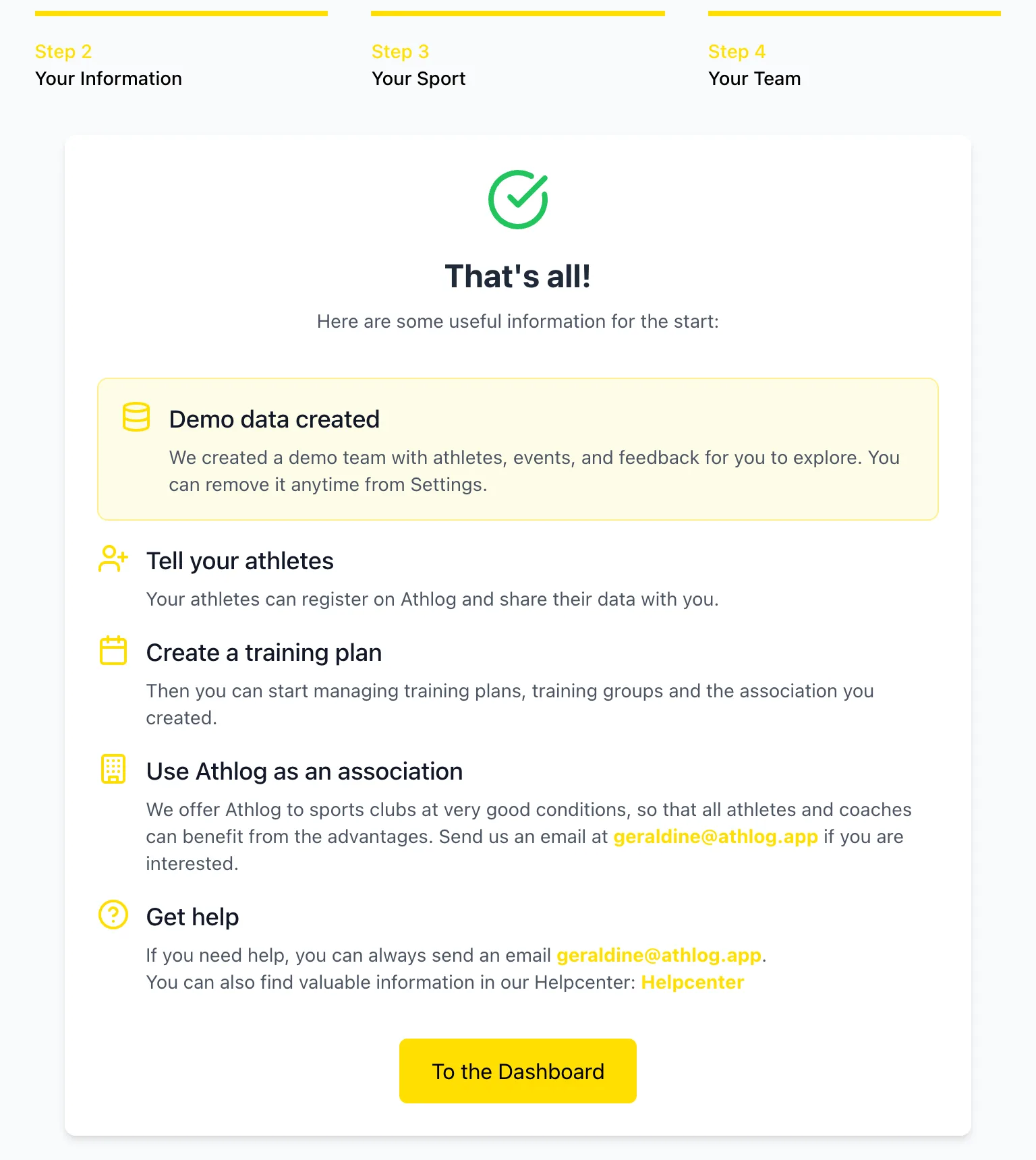 Onboarding finished screen